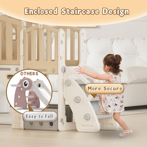 Gray 8 in 1 Toddler Slide Set with Basketball Hoop C719