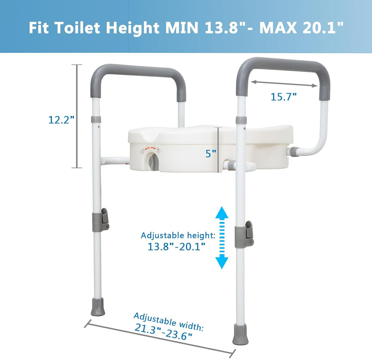 Raised Toilet Seat with Adjustable Padded Arms H17748