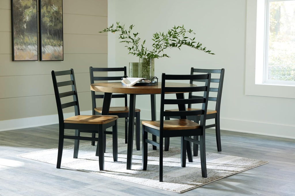 Black Dining Table and 4 Chairs Set of 5 C881