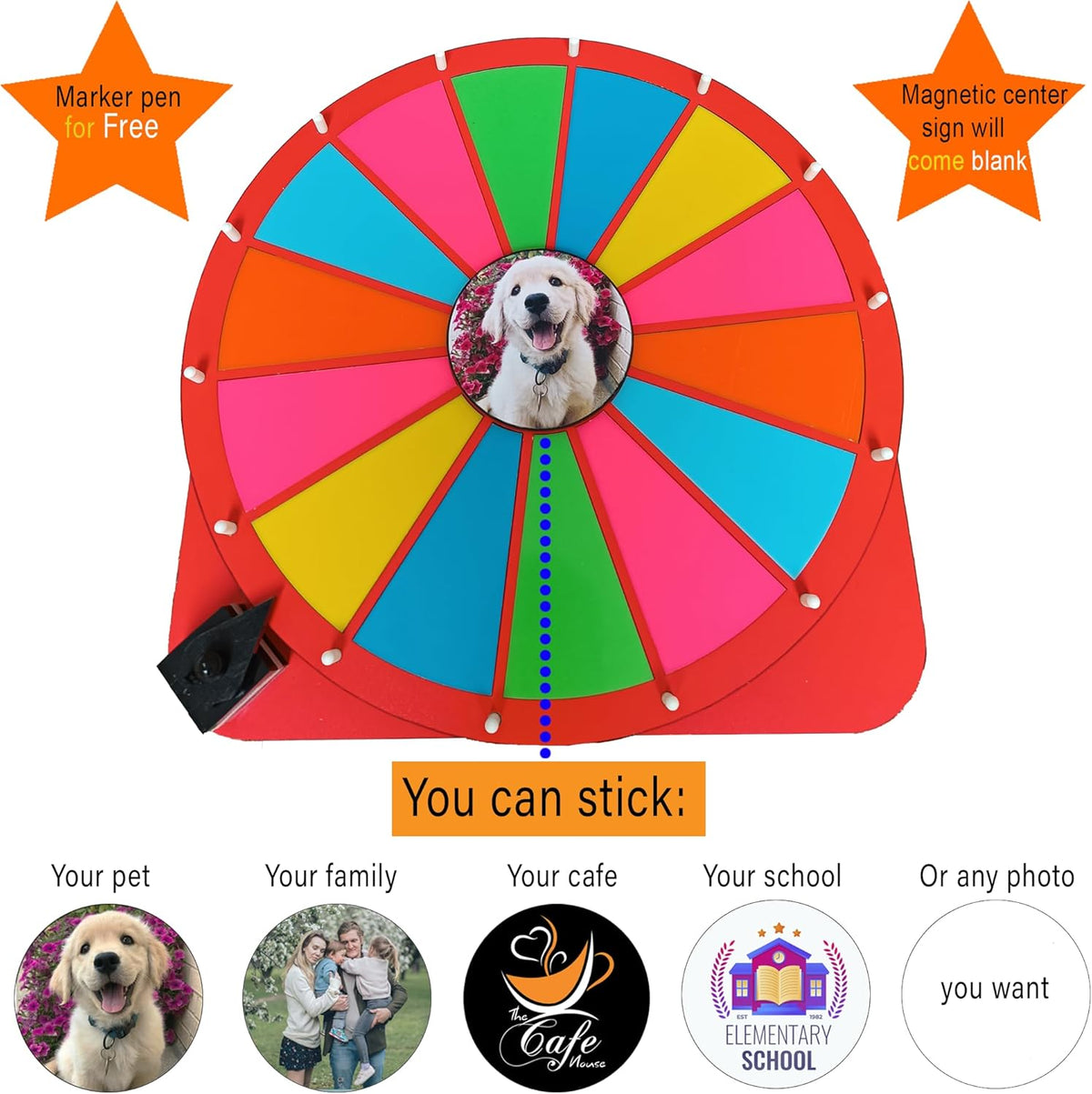 18 Slots Color Tabletop Spinning Prize Wheel A33372