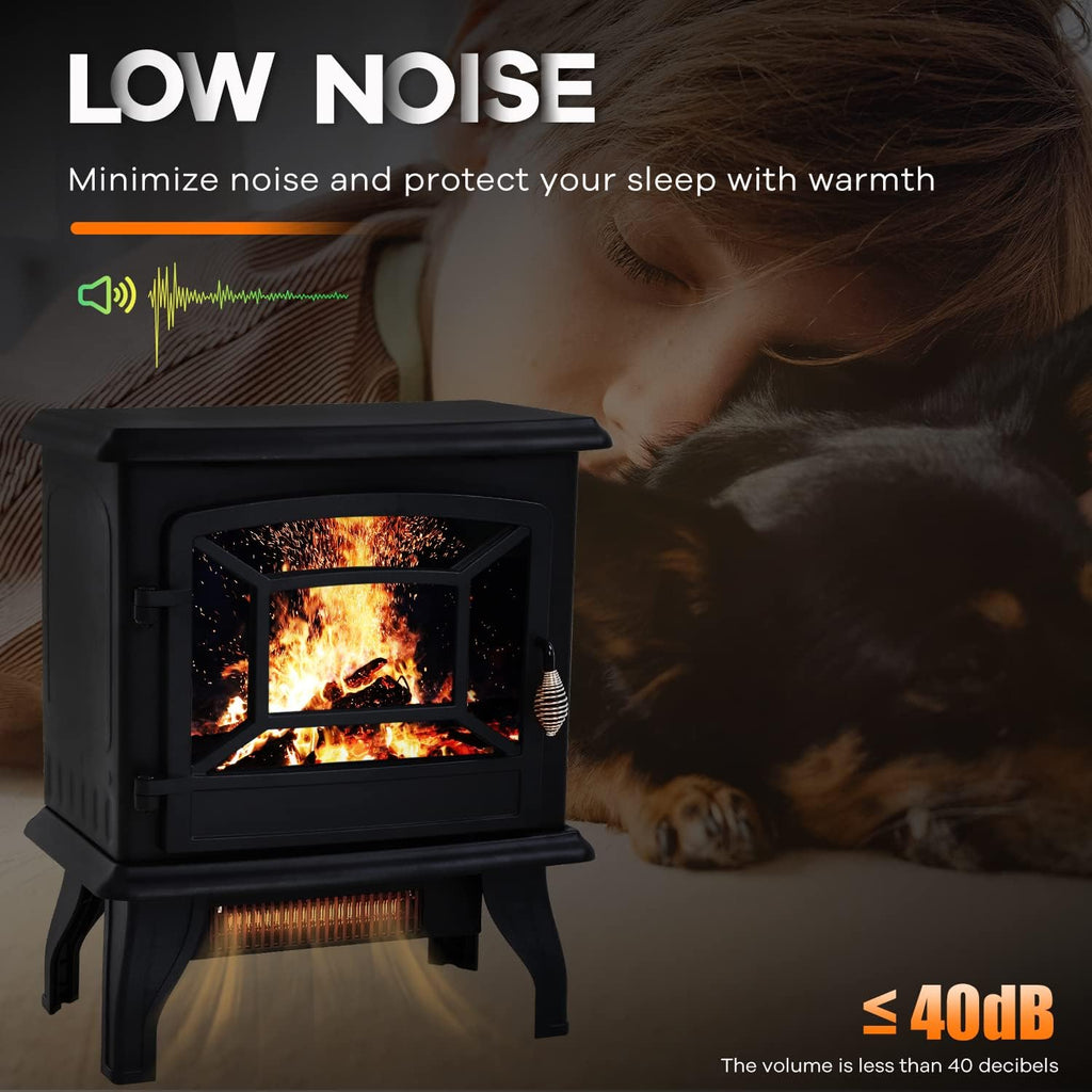 Black Electric Fireplace Heater 3D Flames Freestanding TV Stand I874