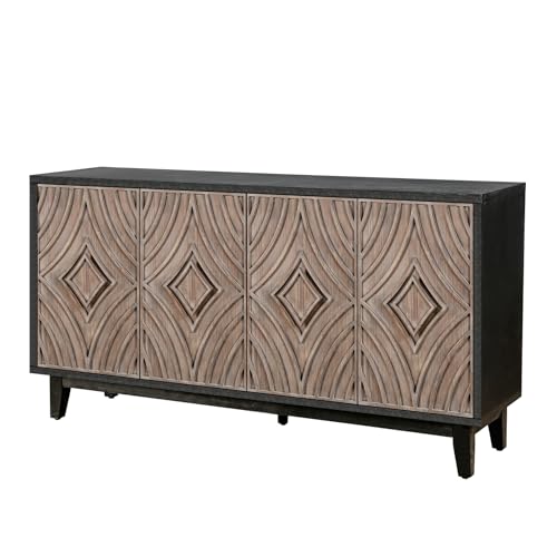 Antique Black Sideboard Buffet Cabinet with Solid Wood Legs E501