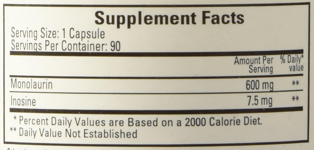 Monolaurin 600mg 90 Capsules L786303