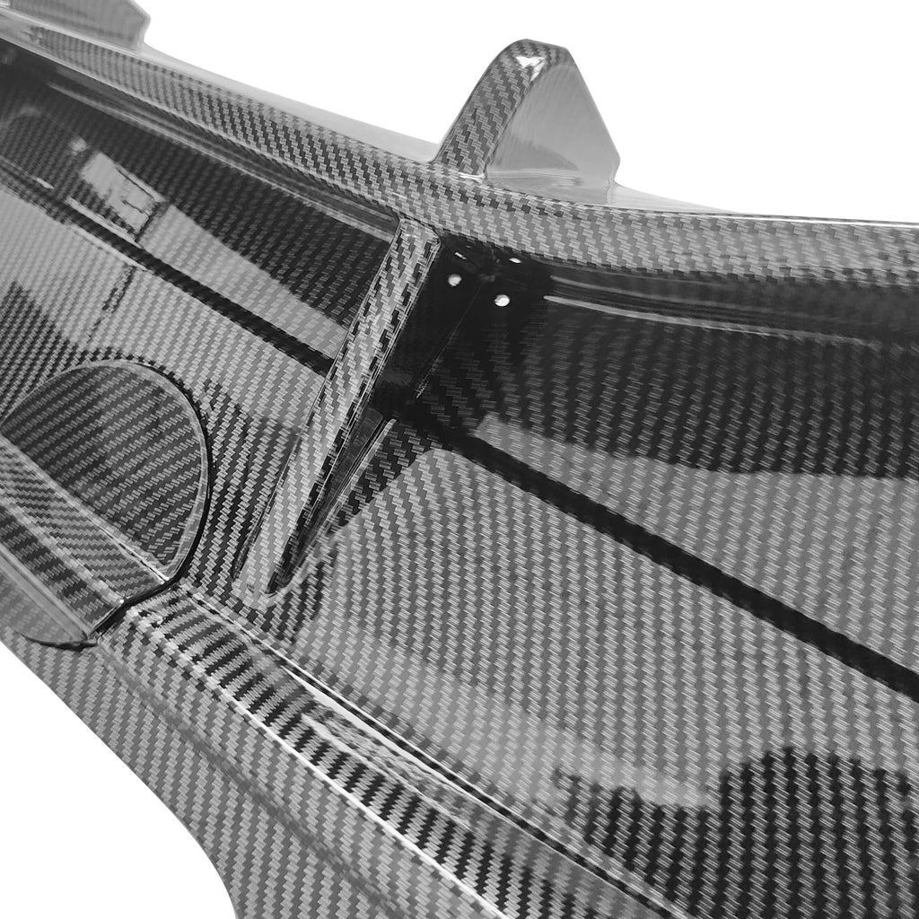 Rear Diffuser Lip for Tesla Model Y Sport 4-Door Carbon Fiber Print PP Rear Lower Bumper Protector Lip With LED Lamp I183