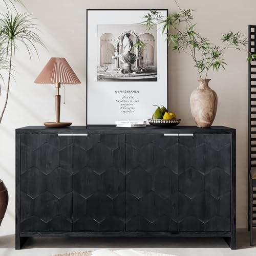 3-Door Sideboard Storage Cabinet with Wooden Texture U28554