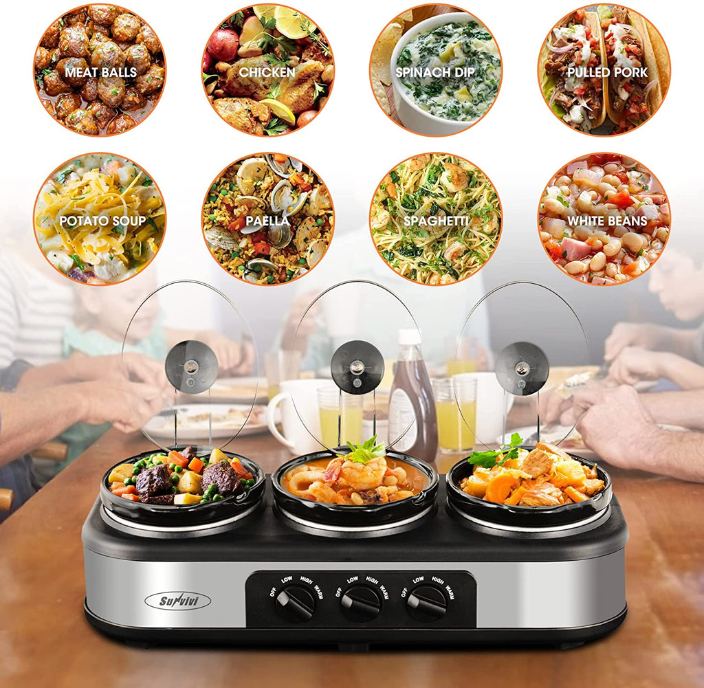 Stainless Steel Slow Cooker Buffet Server with Adjustable Temp R8936
