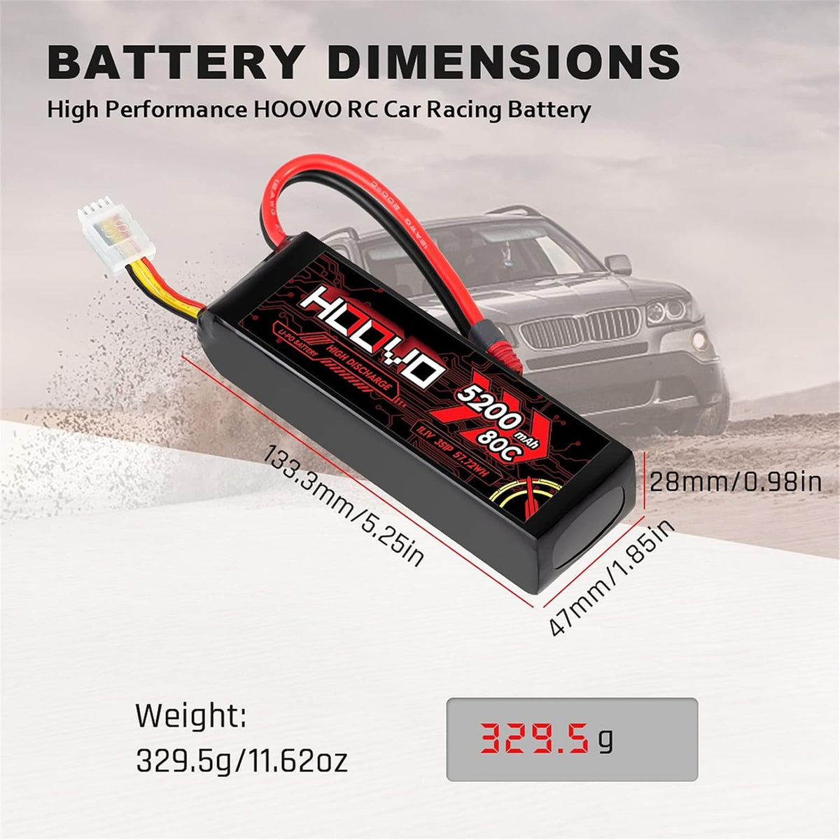 3S 11.1V 80C 5200mAh LiPo Battery with Deans T Plug 2 Packs X4995