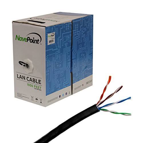 Cat6 1000ft UTP CCA Cable Solid 23AWG Black Network Ethernet Wire R478