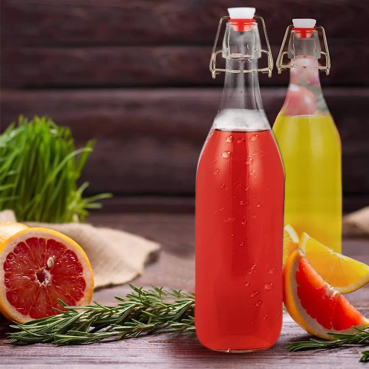 Clear Glass Bottle With Stopper, 33 3/4 oz. Q4439