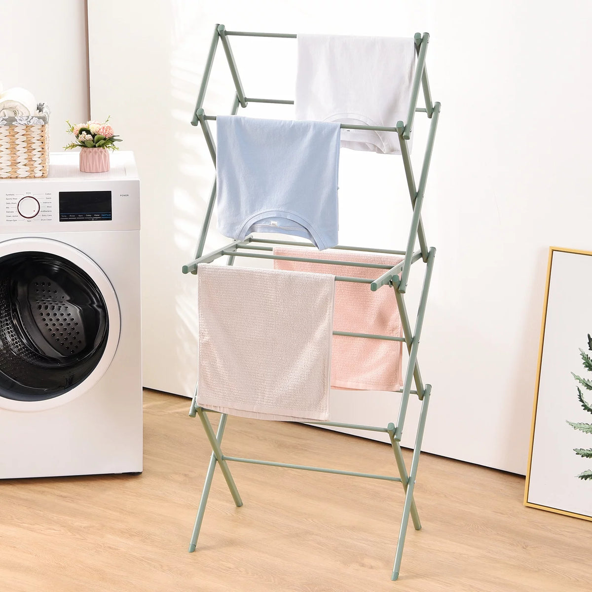 3-Tier Collapsible Steel Laundry Rack J855568