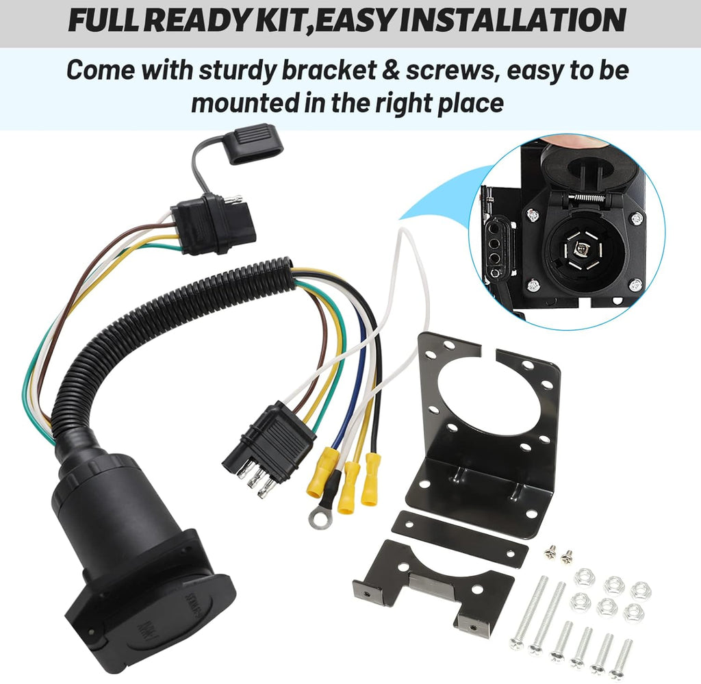 4-Way Flat to 7-Way RV Blade Trailer Wiring Adapter Connector Kit N55990