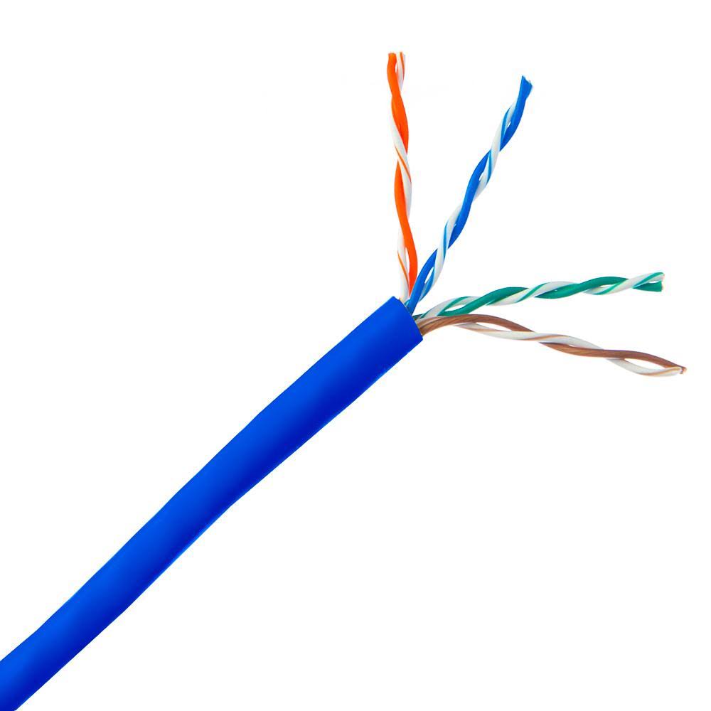 Cat5e UTP Plenum Solid Blue 24 AWG 1000 ft Bulk Cable F206