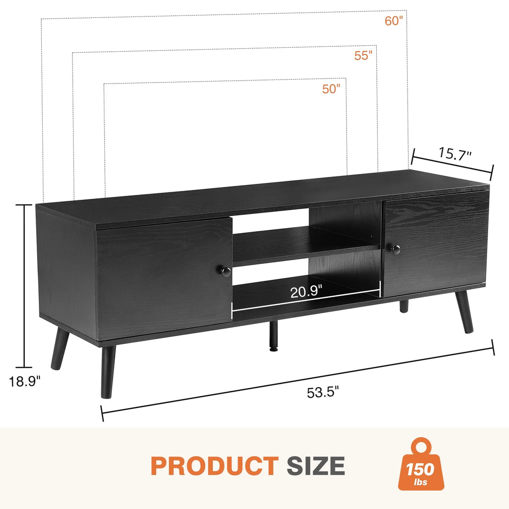 Black TV Stand with Storage Cabinets E25015