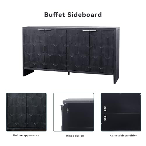 3-Door Sideboard Storage Cabinet with Wooden Texture U28554