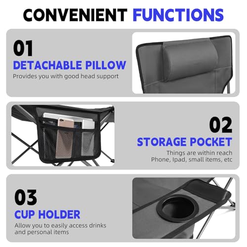 Folding Reclining Camping Chair with Footrest Cup Holder I927410