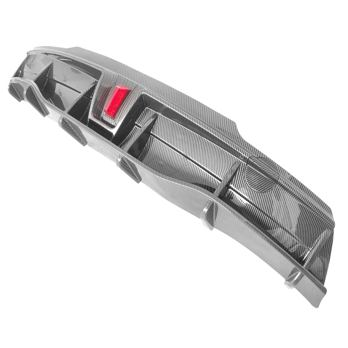 Rear Diffuser Lip for Tesla Model Y Sport 4-Door Carbon Fiber Print PP Rear Lower Bumper Protector Lip With LED Lamp I183