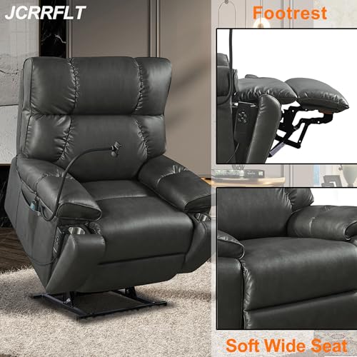 Oversized Leather Power Lift Recliner Chair with Cup Holder O54411