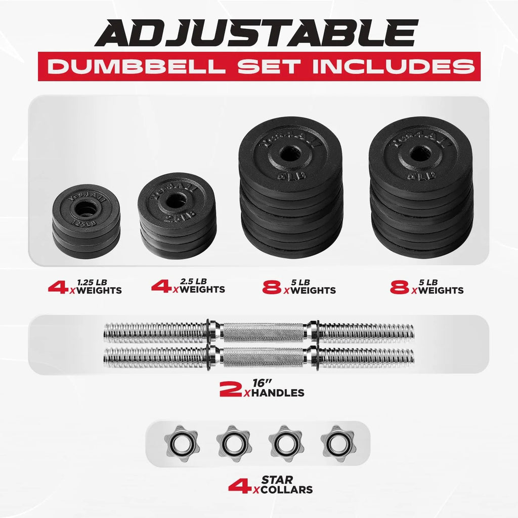 105 lbs Adjustable Cast Iron Dumbbell Set L3063