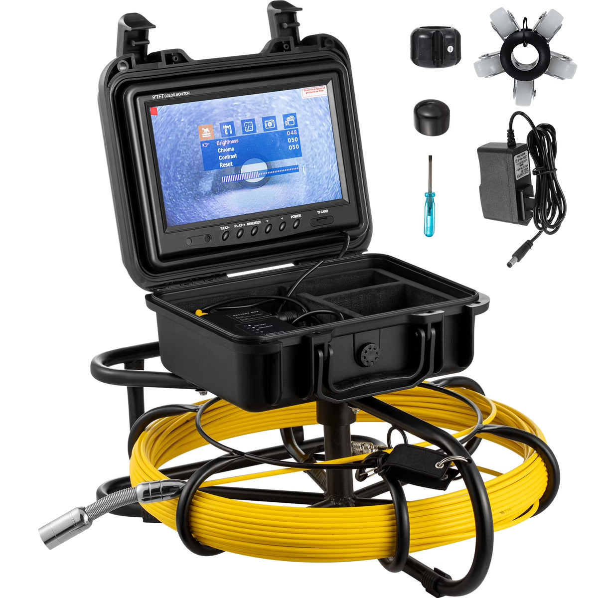 Sewer Camera 300ft Pipe Inspection Camera 9 Inch Color LCD Monitor IP68 Waterproof Borescope Endoscope A5343