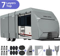 RV Cover with Tongue Jack Cover, Extra Windproof Ropes, Gutter Covers B823870