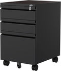 Black 3 Drawer Filing Cabinet with Lock A827135
