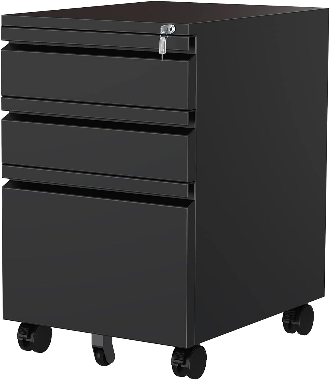Black 3 Drawer Filing Cabinet with Lock A827135