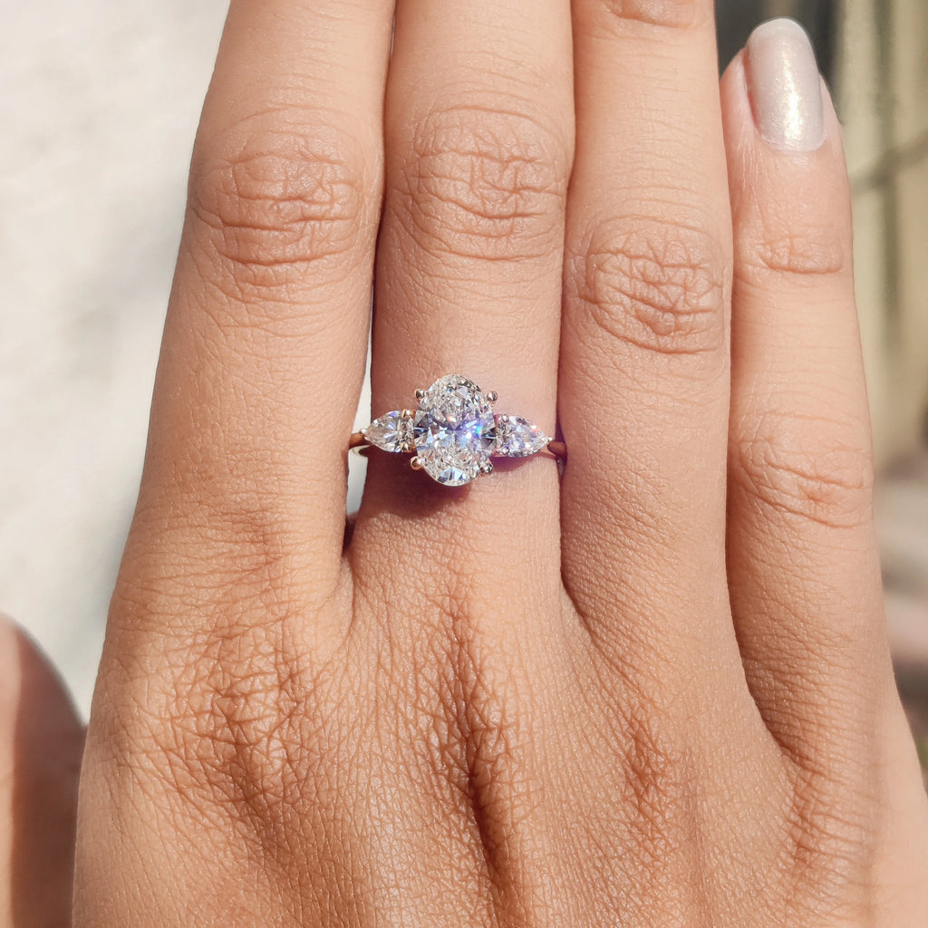 3tcw Oval Moissanite Three Stone Engagement Ring I1393
