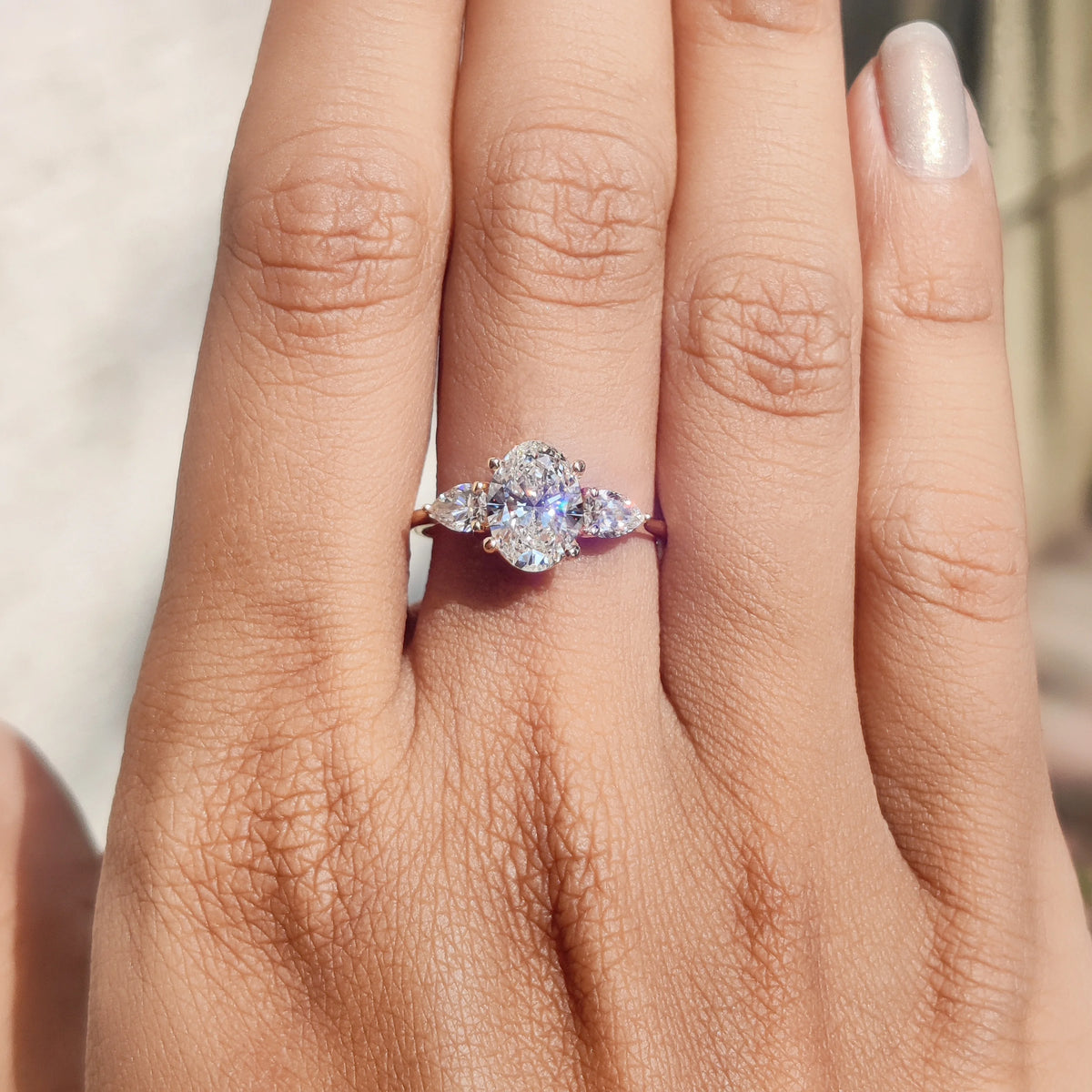 3tcw Oval Moissanite Three Stone Engagement Ring I1393