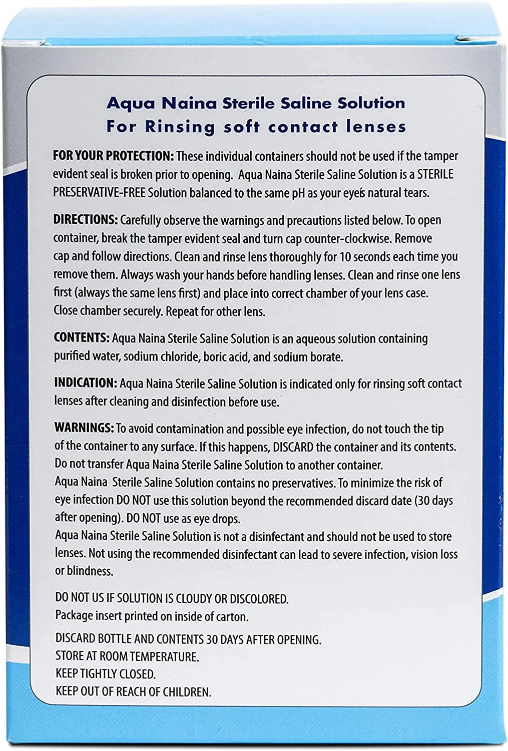 Preservative Free Sterile Saline Solution for Soft Contact Lenses (4x 4Fl. Oz) N8317