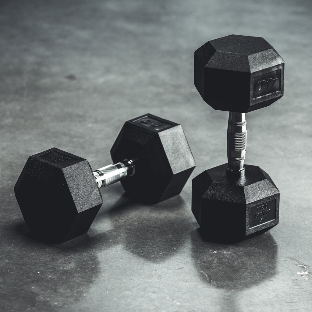 25 lb Black Hex Rubber Dumbbell W713