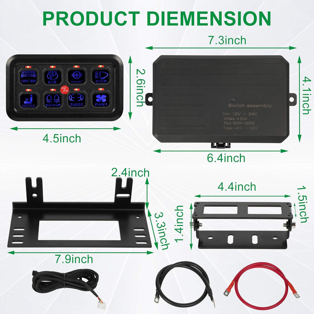 8 Gang Touch Switch Panel with Harness and Stickers Z436