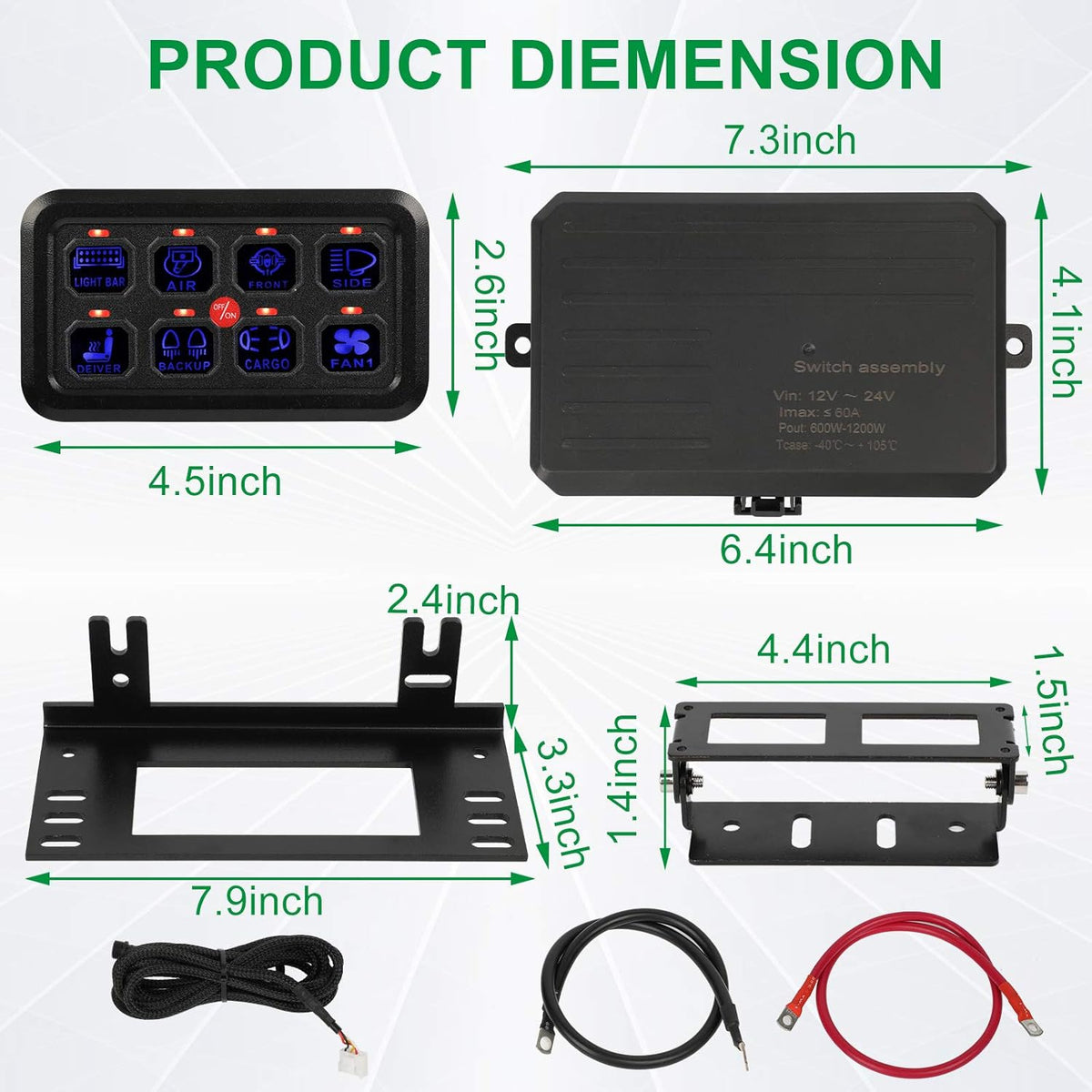 8 Gang Touch Switch Panel with Harness and Stickers Z436