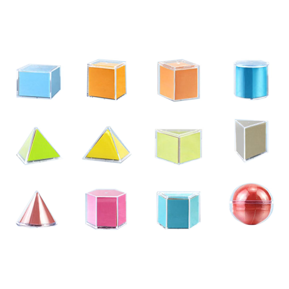 12 Pieces 3D Geometric Shapes Blocks Pattern Blocks Educational Toy T38610