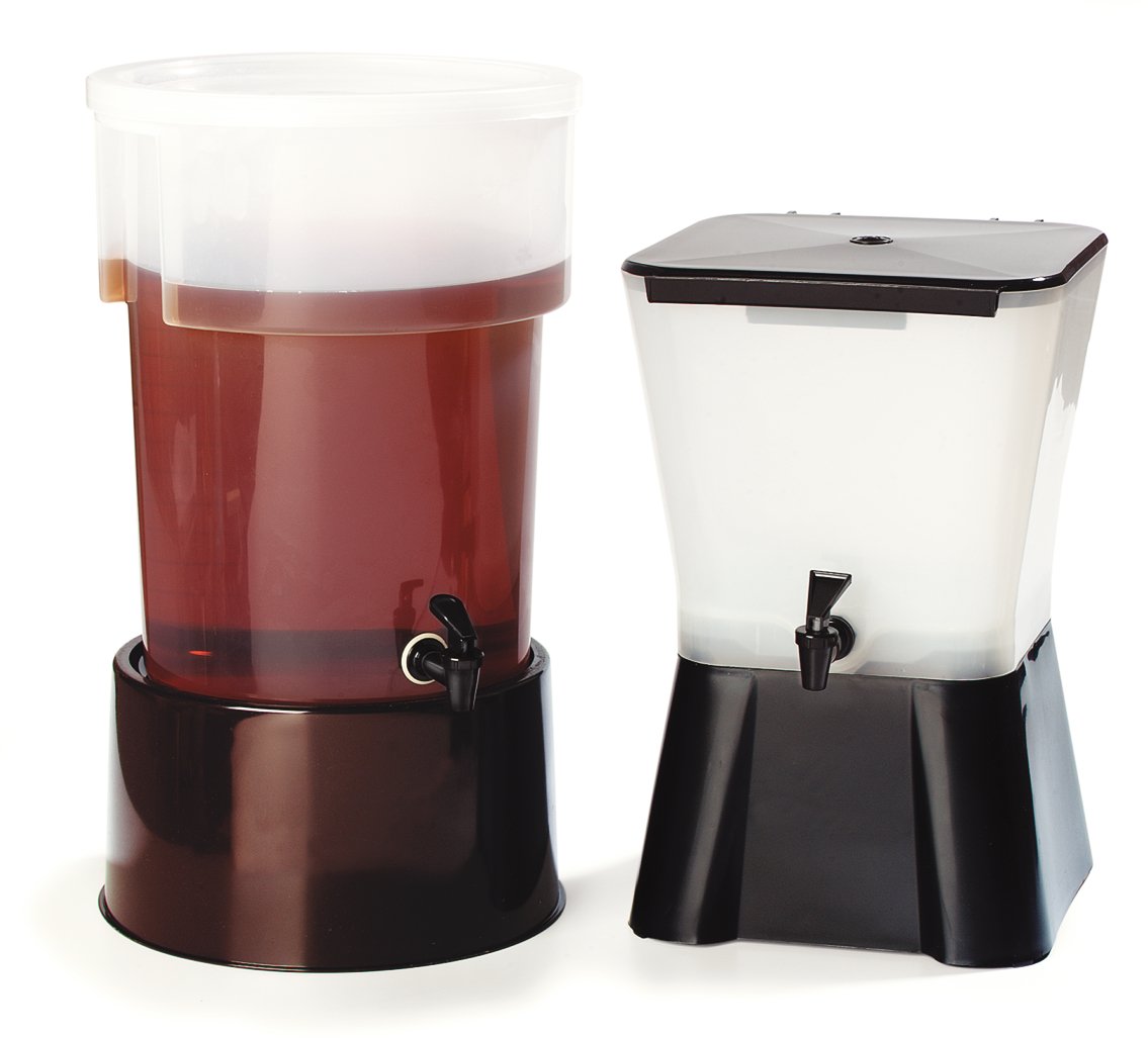 Polypropylene Round Beverage Dispenser with Base, 5 gal. Capacity, Black, Pack of 2 W43364