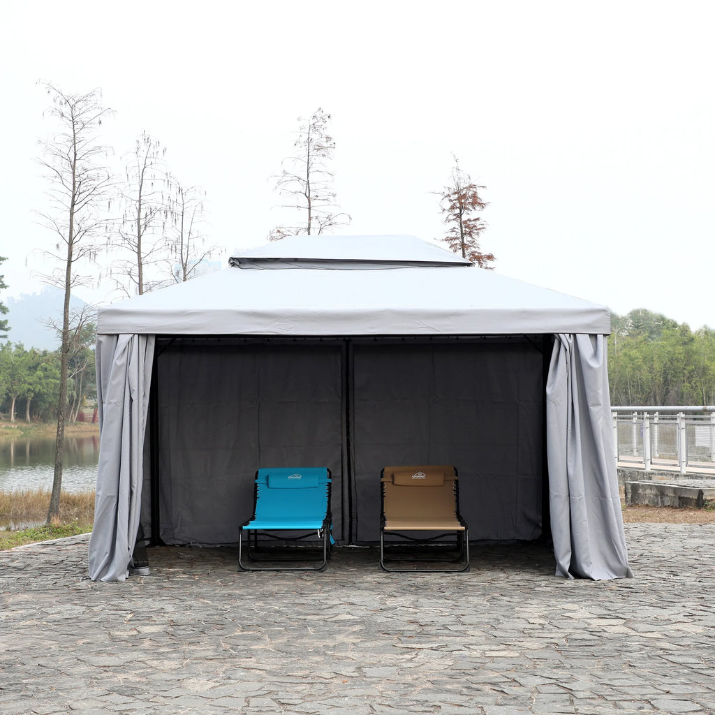 10'x13' Outdoor Double Vent Canopy Gazebo with Nettings and Curtains W369