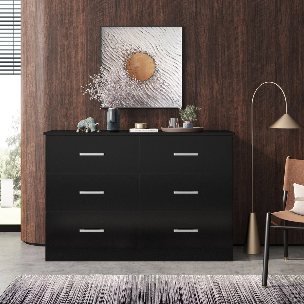White 6 Drawer Wood Dresser S95173