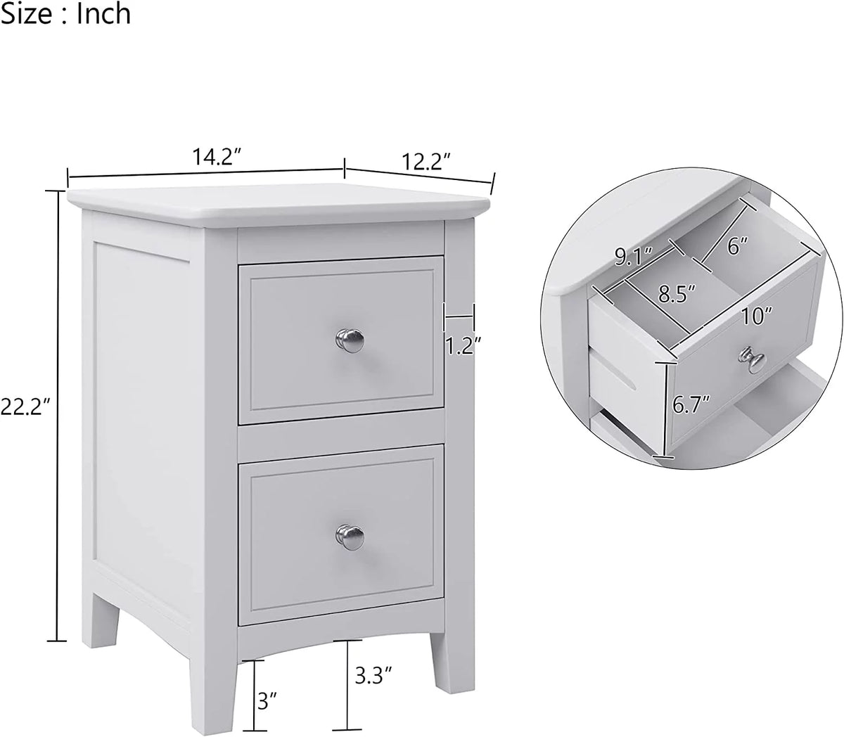 White 3 Piece Wood Bedroom Set with Full Size Bed Q23896