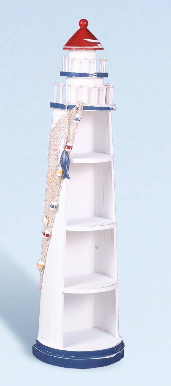 Distressed Wood Nautical Lighthouse Shelves K83219