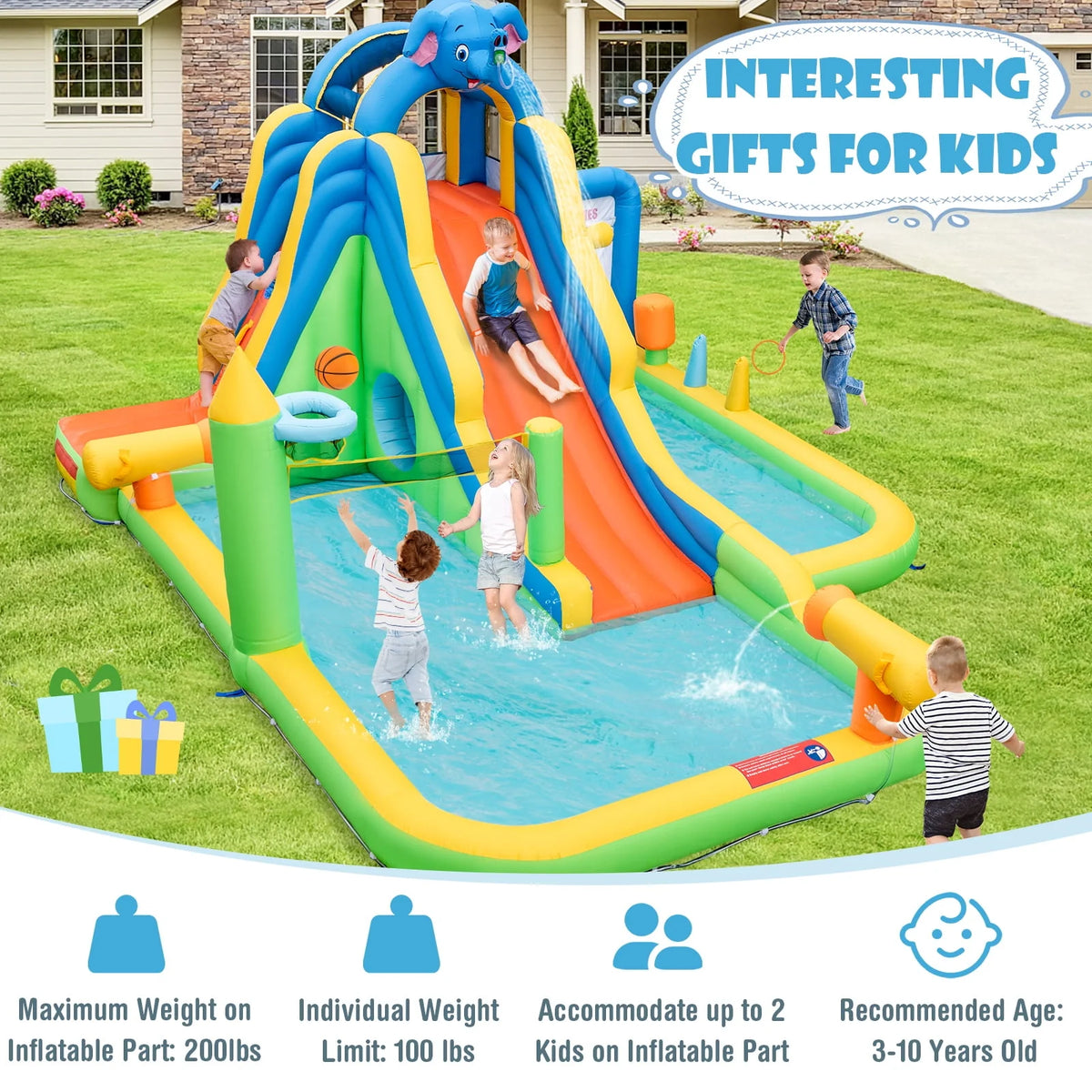 Inflatable Water Slide with Splash Pool Climbing Wall N844