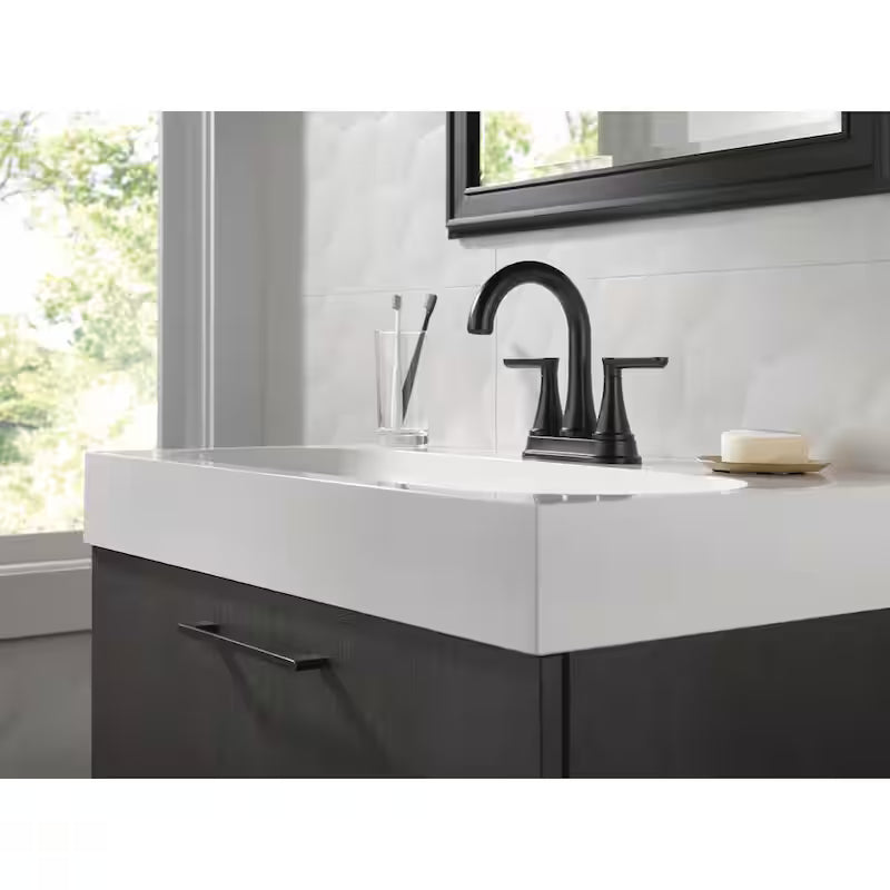 4 in. Centerset Double Handle Bathroom Faucet Matte Black R10326