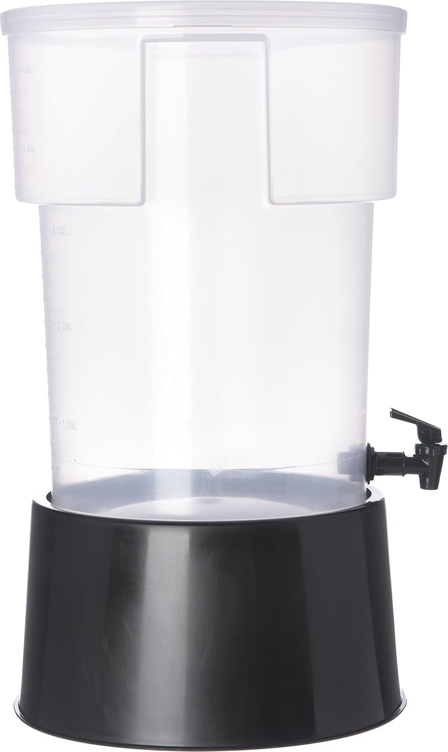 Polypropylene Round Beverage Dispenser with Base, 5 gal. Capacity, Black, Pack of 2 W43364