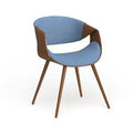 Walnut Wood and Fabric Mid-Century Dining Chair (Blue) L102
