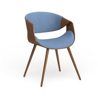 Walnut Wood and Fabric Mid-Century Dining Chair (Blue) L102