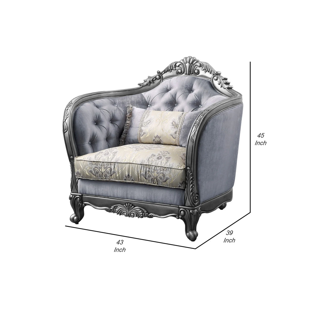 Gray Chair with Scrolled Molded Frame and Queen Anne Legs H22430