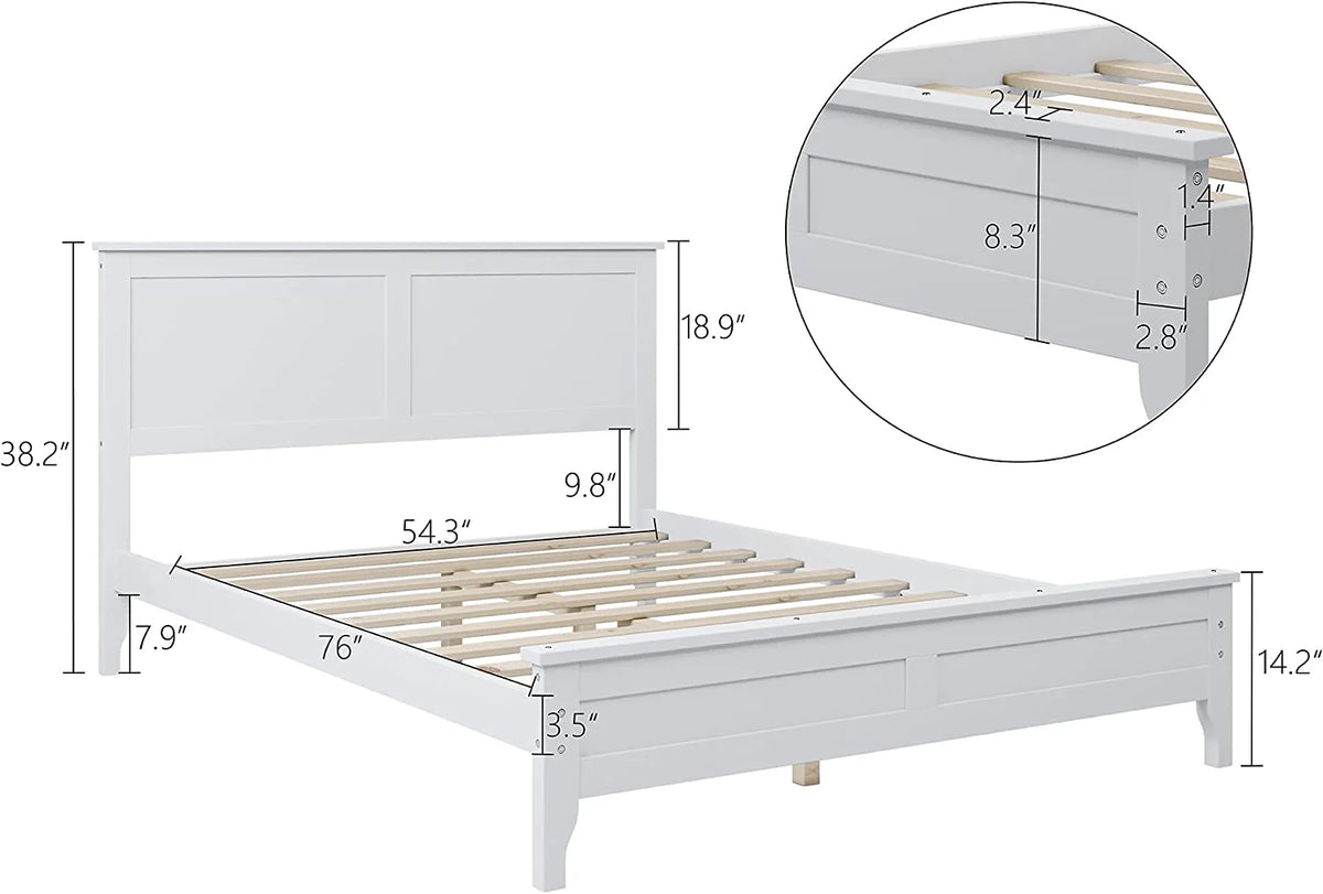 White 3 Piece Wood Bedroom Set with Full Size Bed Q23896