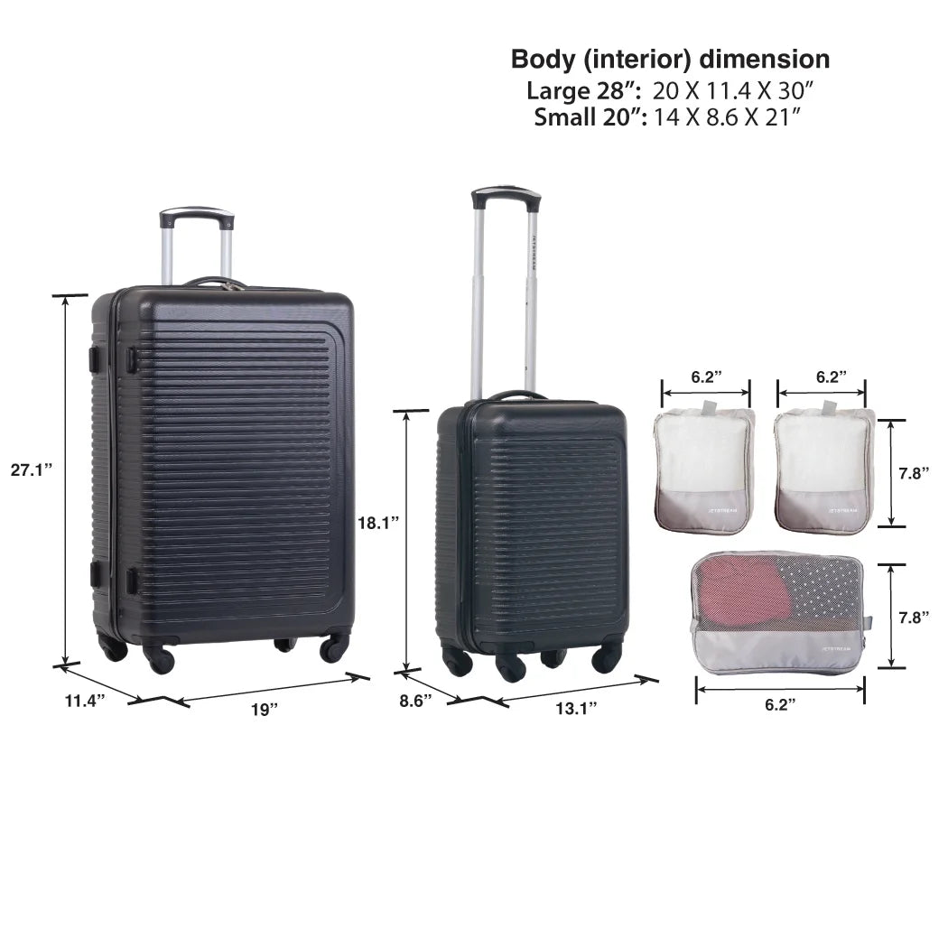 5pc Hardside Rolling Spinner Upright Set, 20" 28" Luggage, 3pc Packing Cubes, Charcoal S57453