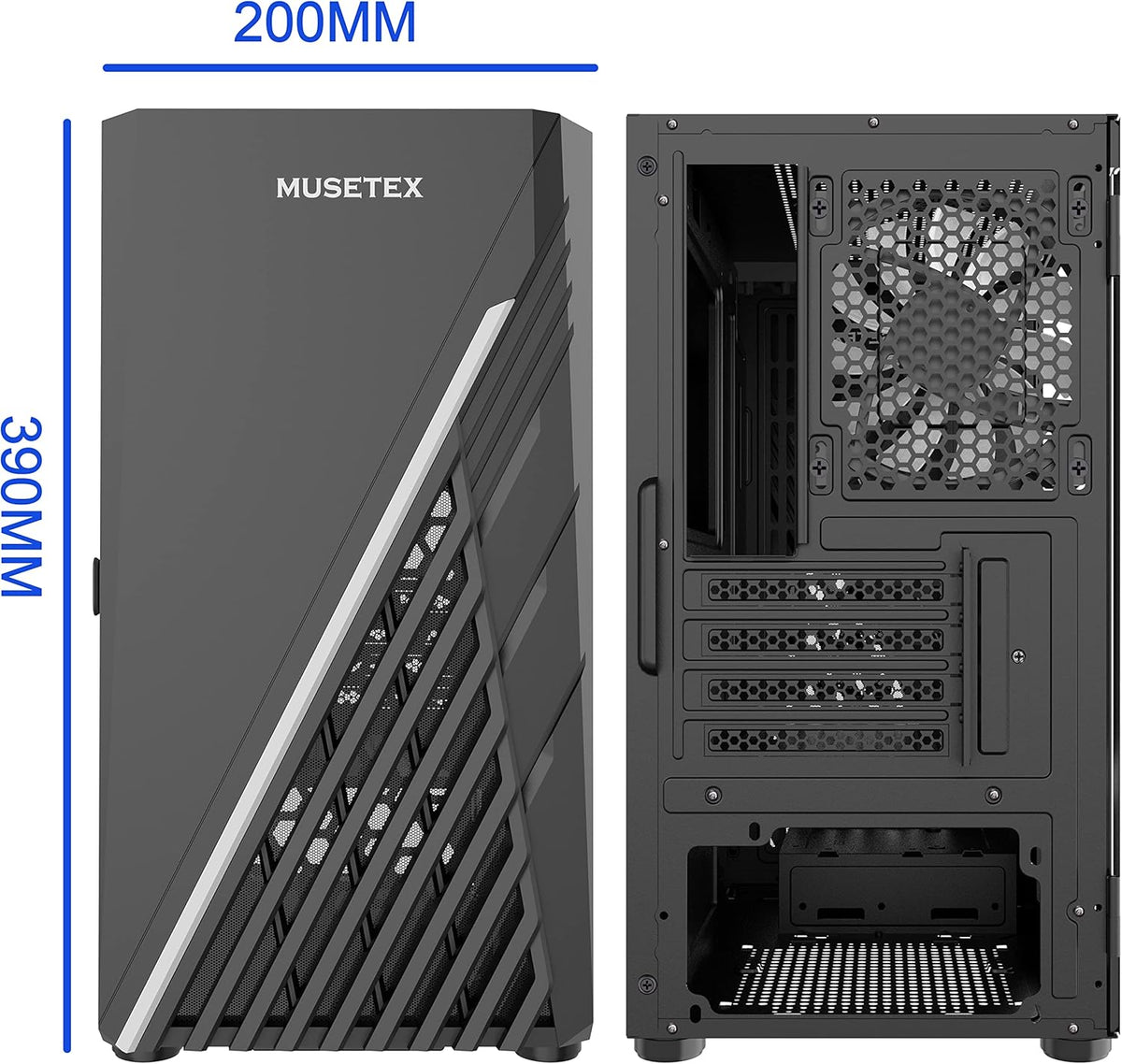 Black Micro ATX Computer Case with Tempered Glass M6548