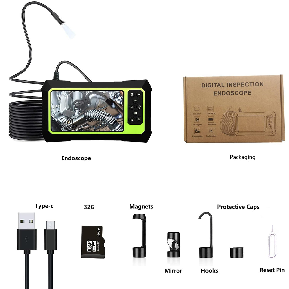 23FT 1080P HD Borescope Camera with 4.3 Inch LCD Screen H449