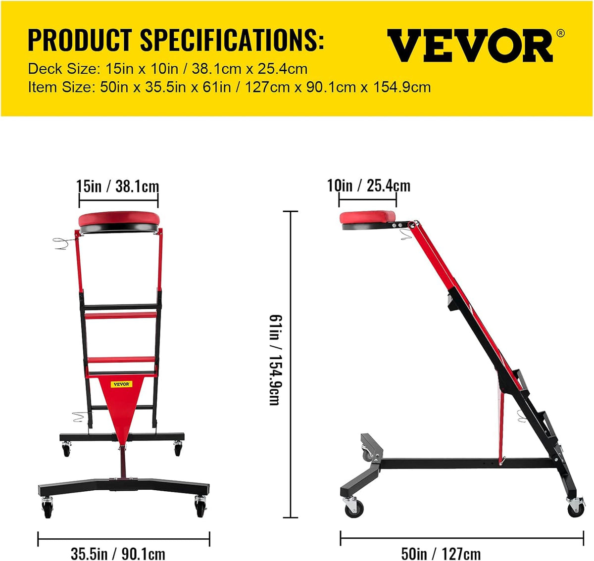 Adjustable Height Foldable Engine Creeper with Four 4 inches Casters T847038