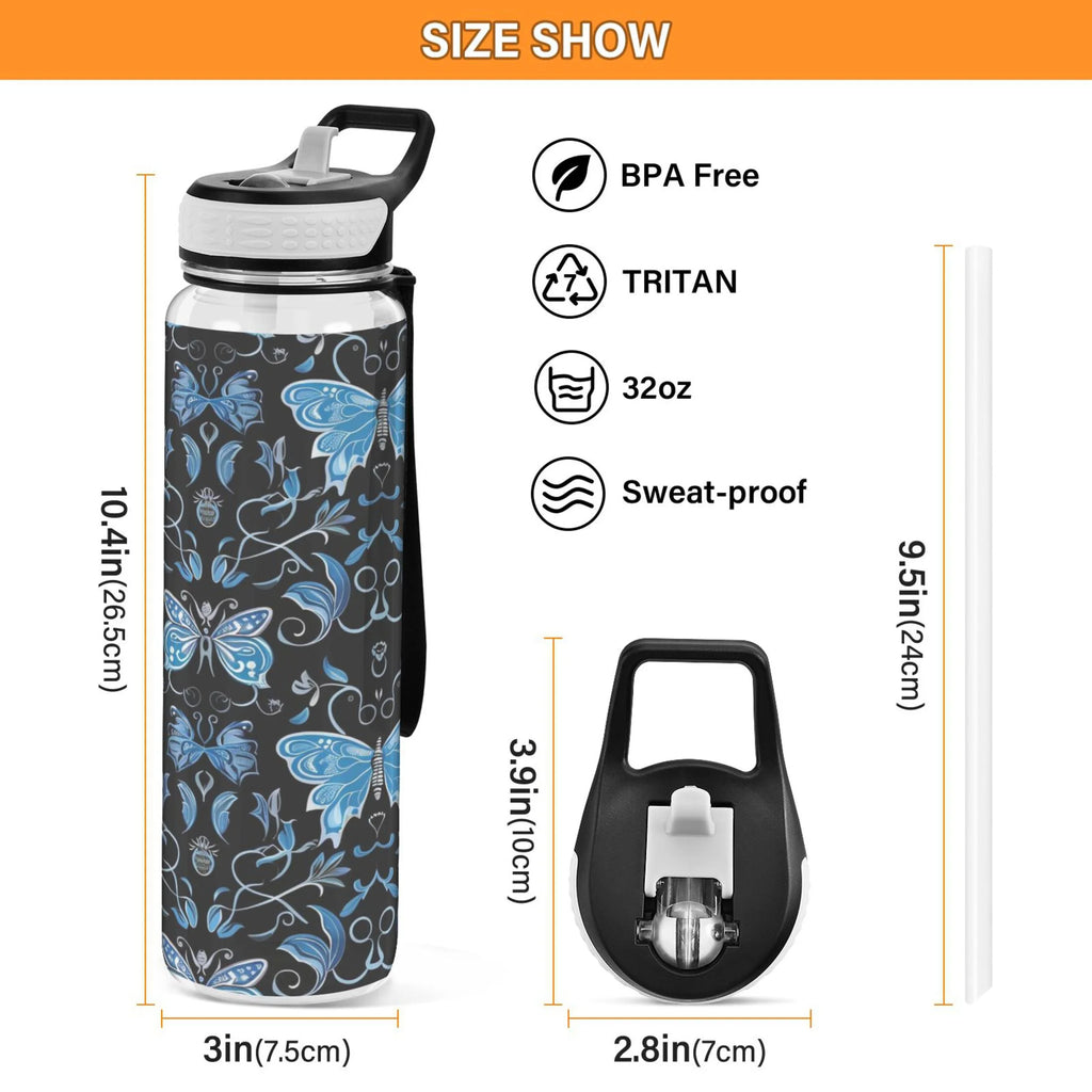 Blue 32oz Triton Sports Water Bottle with Straw C252